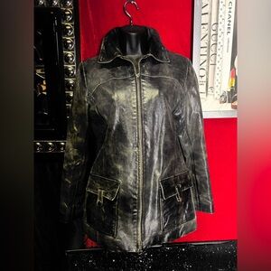 Danier Distressed Black Leather Jacket